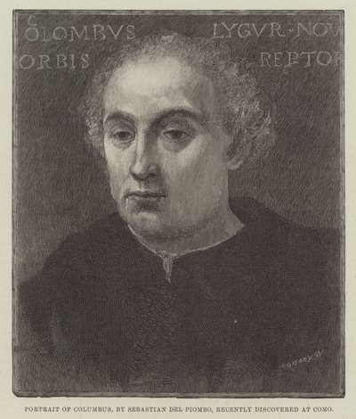 Portret van Columbus, onlangs ontdekt in Como door Sebastiano del Piombo
